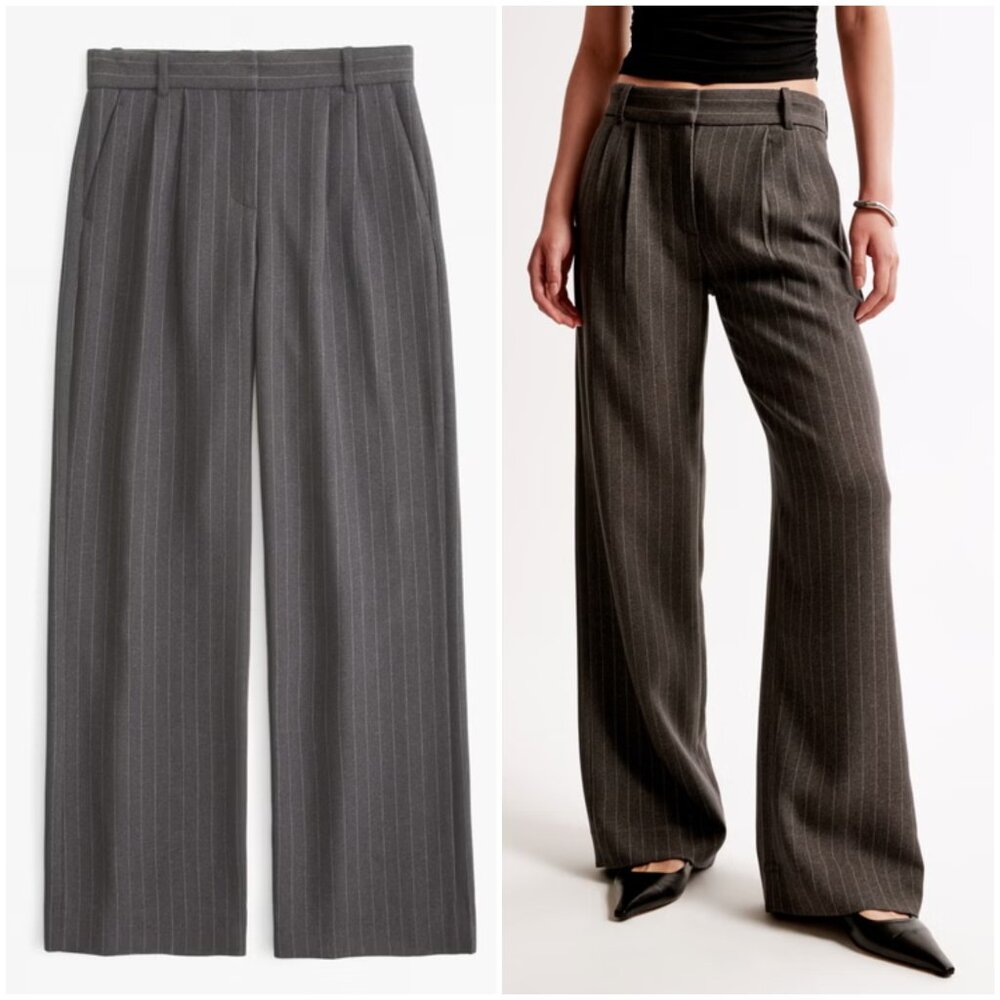 Abercrombie & Fitch Charcoal Pinstripe Wide Leg Pants